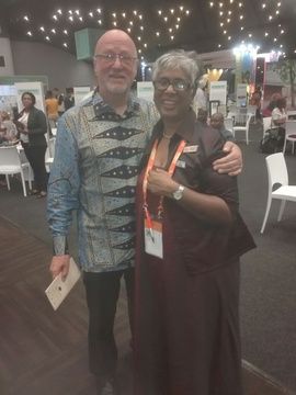 South Africa's minister of tourism Mr  Derick Andre Hanekom  shared a moment with Thamendrie Vermaaak at Indaba 2018